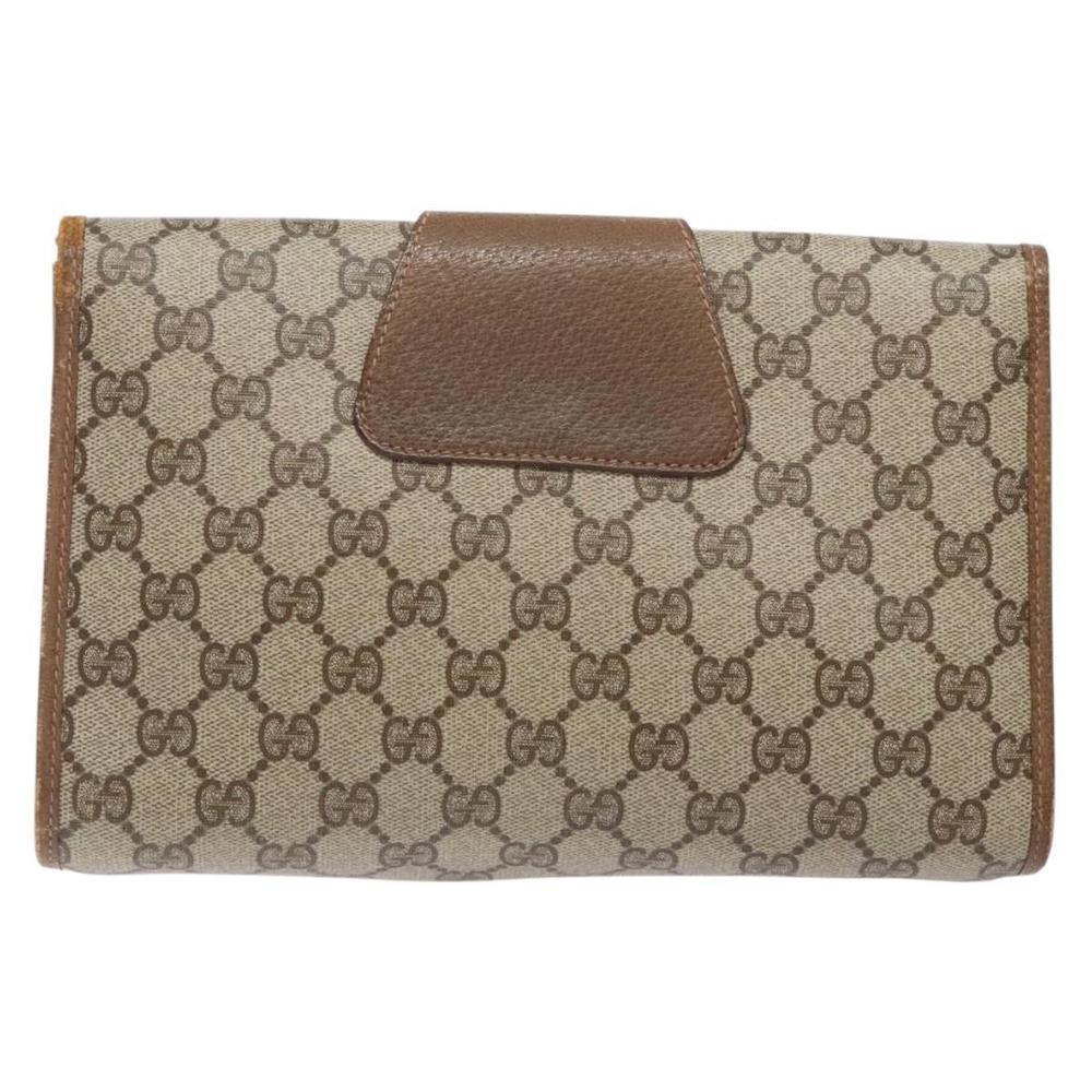 GUCCI GG Supreme Web Sherry Line Clutch Bag PVC Beige Gold 89 01 030 Auth 133273 - Picture 2 of 16
